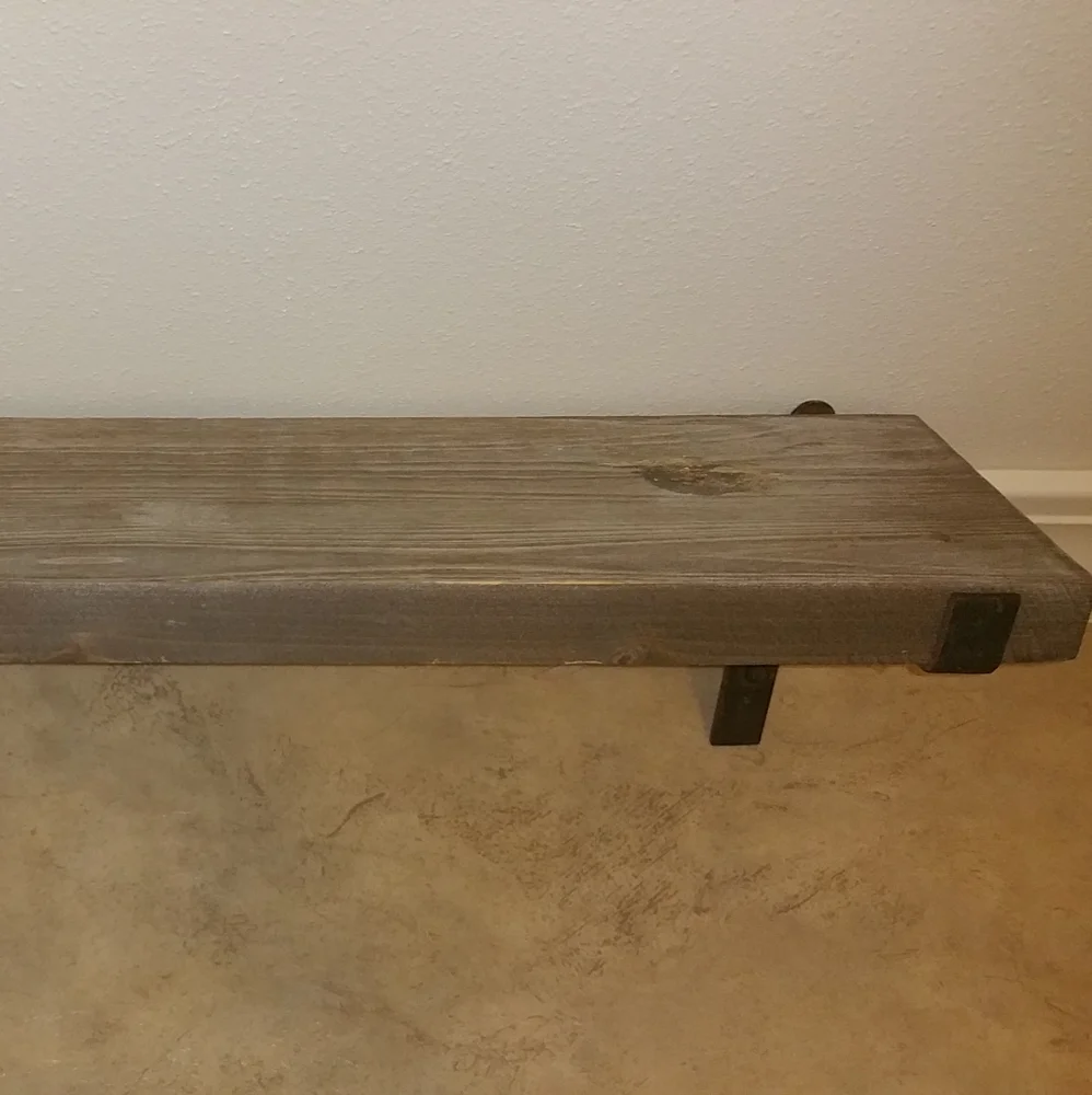 NWT Industrial Farmhouse Simple Rustic Wood & Metal Wall Shelf